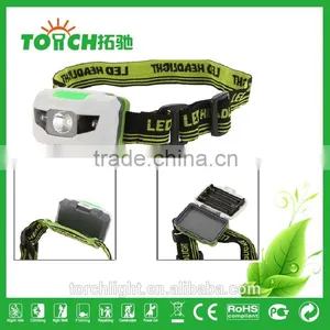 3W Ultra Bright Mini White LED Headlight Headlamp 3 Modes 2LED Red Flashlight for Outdoor thumbnail-2