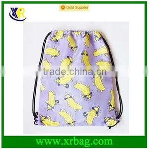 100% Polyester Fruit Pattern Drawstring Backpack for Book Clothes Travel Outdoor Drawstring Bag thumbnail-1