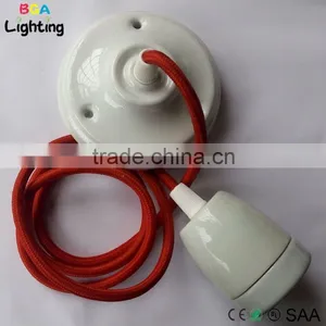 E26 Porcelain Pendent Light With Porcelain Ceiling Rose thumbnail-1