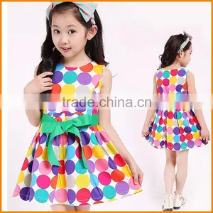 Girls Dress 2014 Summer Wear Polka Dot Skirt Color Sleeveless Dress Skirts Wholesale. thumbnail-2