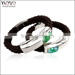 Cuff Bracelet Cheap Leather Bracelets Stainless Steel Monogram Leather Cuff Bracelet thumbnail-4