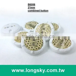 (#B6056) Two Holes Gold Plating White Rim Two Parts Assembled Garment Button thumbnail-1