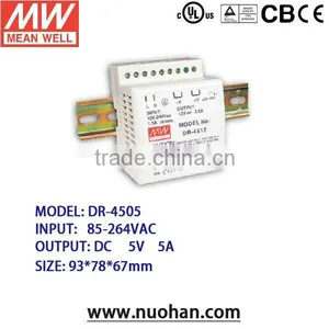 Mean Well 45W 5V Industrial DIN Rail Power Supply DR-4505 thumbnail-1