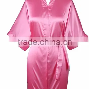 Cheap Short Bridesmaid Purple Satin Kimono Bath Robes in Bulk thumbnail-3