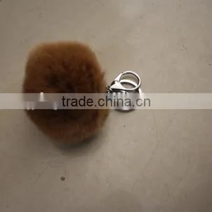 Rex Rabbit Fur Pompons/fluffy Rex Rabbit Fur Colorful 6cm Key Chain thumbnail-6