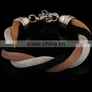 Gold Bangle Stainless Steel Twisted Cable Womens Bracelet Cuff Open End thumbnail-5
