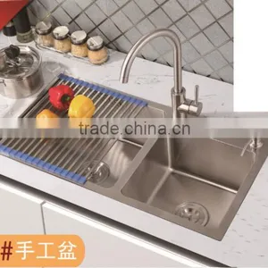 Top-Mount / Drop In Stainless Steel Double Bowl Kitchen Sink 8142B thumbnail-2