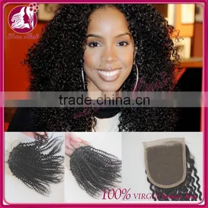 Kinky Curl Lace Closure 100% Indian Virgin Hair Unprocessed Human Virgin Hair Top Closure thumbnail-1
