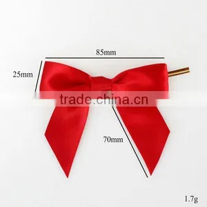Factory High Quality Wholesale Pink Pre-tied Satin Ribbon Bow With Elastic Loop thumbnail-1