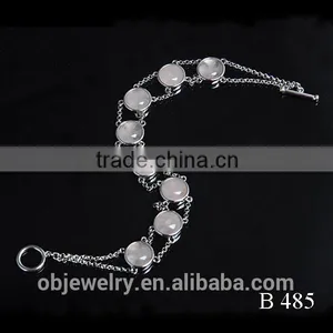 Elegant 925 Silver Rose Quartz Gemstone Bracelet thumbnail-1