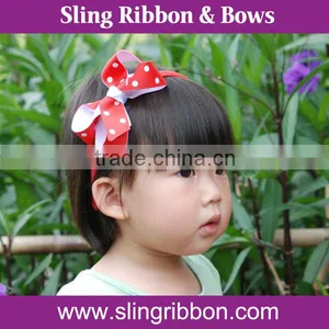Dots Printed Ribbon Bow Headband For Kids thumbnail-1
