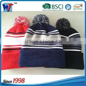 Custom Winter Mens Beanies Knitted Hat With Leather Patch Label thumbnail-4