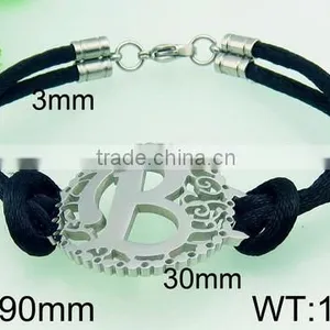 2015 New Arrival Leather Fashion Stainless Steel Bracelet Fitness Bracelet thumbnail-1