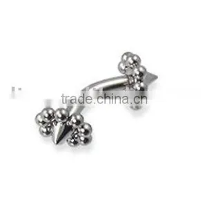 Stainless Steel Spikes Stainless Steel Ring Flower Eyebrow Ring thumbnail-1