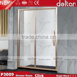 China Bathroom Design / Shower Enclosure Cubicle / Tempered Glass Shower Door With Champagne Gold Frame thumbnail-1