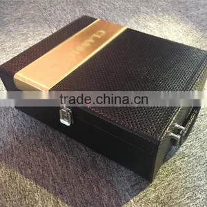 The Factory Wholesale Custom High Black PU Leather 2 Bottles of Red Wine Boxes thumbnail-1