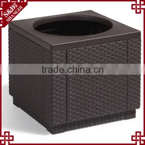 UV-resistant Outdoor Garden Resin Rattan Square Garlic Planter Sale thumbnail-2