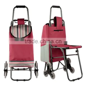 Stair Climbing Rolling Shopping Multipurpose Laundry Utility Cart With Seat thumbnail-1
