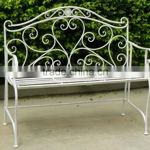 Handmade Popular Metal Antique White Park Garden Bench Poland thumbnail-1
