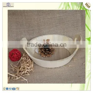 Customized Handmade Handle Round Wood Organizer Tray thumbnail-1