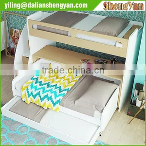 Kids Wooden Furniture Transitional Bunk Bed With Table thumbnail-3
