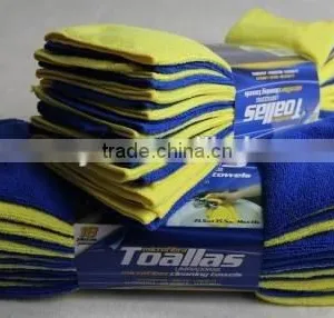 Stock Lots Microfiber Cleaning Towels-18pcs Pack, Blue Yellow Microfiber Cleaning Auto/Car Cloths/fabric Inventory thumbnail-1