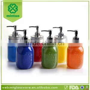 Wholesale Pump Lid Colorful Glass Mason Jar Soap Dispenser thumbnail-1