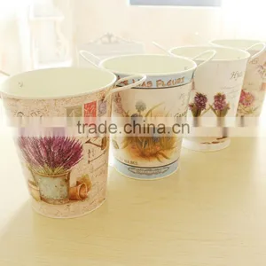 2016 HOT Sale Garden Bucket Tulip Decal Metal Bucket Flower Planter With Handle European Metal Home Decor thumbnail-3