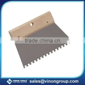 Professional Steel Notch Scraper With Wood Handle, Adhesive Spreader, Grout Trowel, Adhesive Scraper thumbnail-1