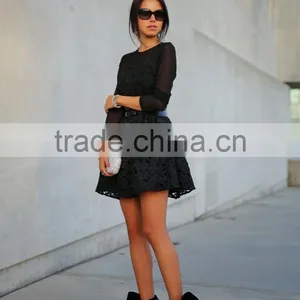 Sexy Women Lace Bodycon Mini Dress Long Sleeve Evening Party Cocktail Dress thumbnail-4