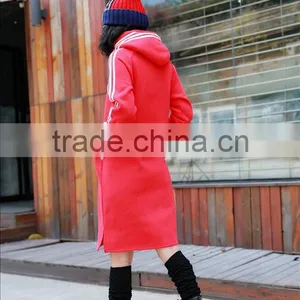 Women Fashion Long Sleeve Midi Length Black Casual Autumn Hoodie Dress thumbnail-4