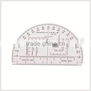 Chinese Custom 6 Inch Half Moon 360 Degree Plastic Protractor, Transparent High Quality Protractor for Military Training # KMP-1 thumbnail-1
