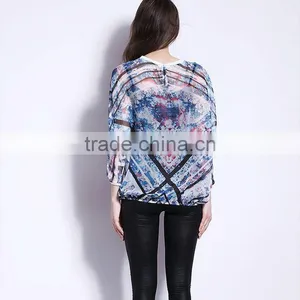 Latest Blouse Design Pictures,3/4 Sleeve Loose Blouse for High Quality thumbnail-4