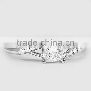 Simple Design in Stock Sterling Silver Jewelry Square Diamond Finger Ring for Women thumbnail-2
