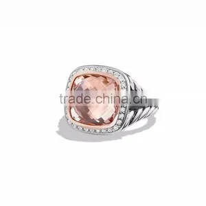 Big Gemstone With CZ Studded Two Tone Plated Ring thumbnail-1