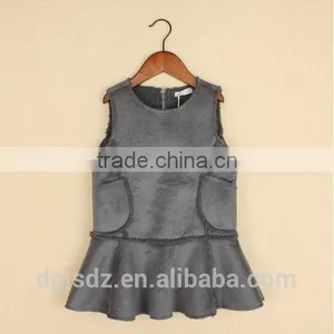 Faux Leather Children Winter Frocks for Girls Kids Frozen Dress thumbnail-4