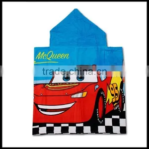 Fast Delivery Reactive Printed 100 Cotton Velour Kids Beach Towel Poncho thumbnail-2