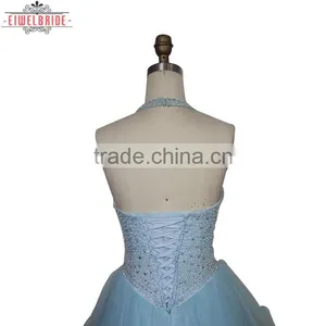 Custom A Line Halter Beading Wedding Dress thumbnail-5