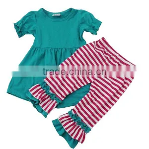 Wholesale Boutique Ruffle Stripe Pants Sets Cotton Ruffle Dress Girls Christmas Clothes thumbnail-1