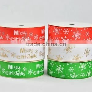 Hi-ana Ribbon 163 Wholesale Eight Points and Bleaching Rib Belt Printing Snow Flake Christmas Gift Ribbon thumbnail-1