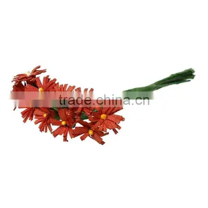 Terylene Artificial Daisy Flower Decoration Millinery Orange-red 9.0cm(3 4/8"), 1 Packet thumbnail-1
