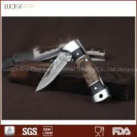 Amboya Wood Handle Damascus Knife Pocket Knife thumbnail-1