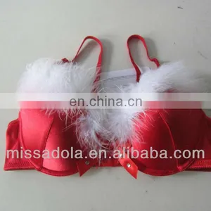 Sexy Fur Lovely Red Bra for Christmas thumbnail-1
