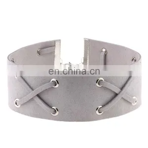 Suede Leather Cord Cross Choker Collar Necklace thumbnail-5
