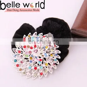 Grace Ladies Flower Crystal Rhinestone Ponytail Holder thumbnail-3