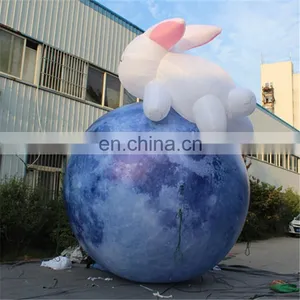Gaint Led Lighting Moon Balloon With White Rabbit Inflatable for Advertising&Easter thumbnail-1
