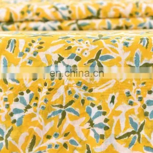 Indian New Floral Fabric Wholesaler Hand Block Printed Designer Sanganeri Cotton Running thumbnail-2
