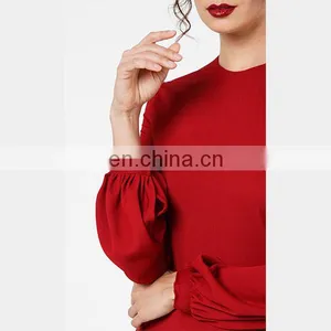 Modern Islamic Clothing Wholesale Fashion Ruffle Design Long Bell Sleeve Baju Kurung thumbnail-5