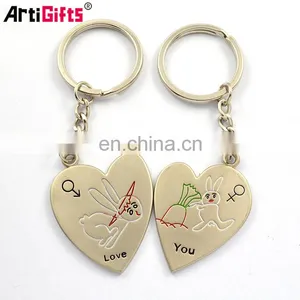 Wholesale Promotion Custom Design Your Own Metal Magnetic Angel Pair Keychain Couple thumbnail-2