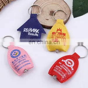 Custom Brand Logo PU Leather Keychain With Led Light Imitation Fake Leather Led QR Keychain Cheap Promotional Gifts 2017 thumbnail-1